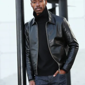 Blouson Col Chemise En Cuir