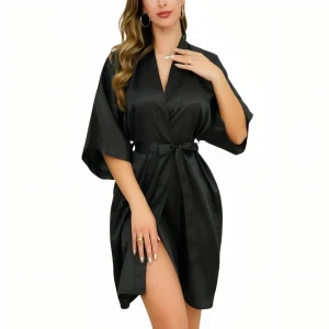 Peignoir Court Satin Femme