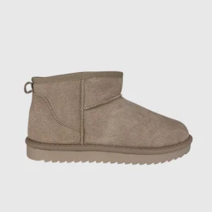 Bottines plates fourrées beige