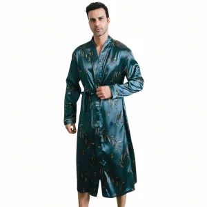 Peignoir Homme Satin Bleu