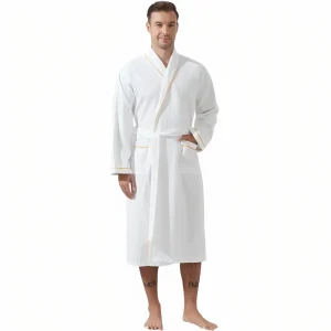 Peignoir Kimono Coton Banc Unisexe