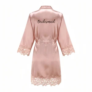 Peignoir Mariage Satin Rose