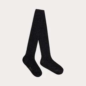 Collant Thomini en coton et fil métallisé noir