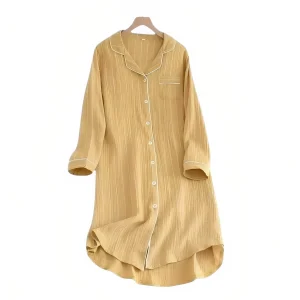 Chemise de Nuit Coton Femme avec Boutons