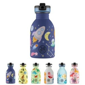 Gourde enfant inox Urban Bottle Kids 250 ml avec bouchon paille - 24Bottles