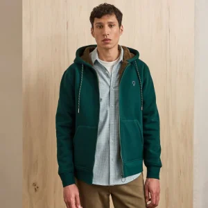Sweat à capuche zippé Meygal sherpa molleton coton - Faguo